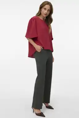 Wehkamp VERO MODA straight leg pantalon - donkergroen aanbieding