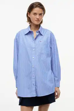 Wehkamp Tommy Jeans katoenen blouse - blauw aanbieding