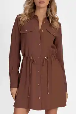 Wehkamp NIKKIE viscose korte blousejurk - bruin aanbieding