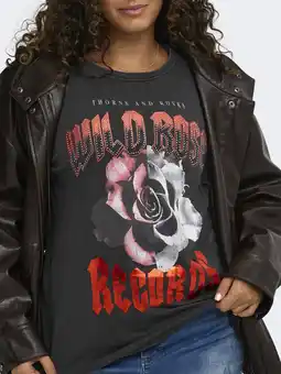 Wehkamp ONLY CARMAKOMA Plus Size T-shirt met print - antraciet aanbieding