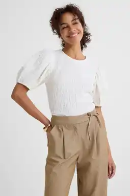 Wehkamp Ruby top met textuur off-white aanbieding