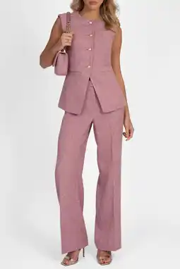 Wehkamp NIKKIE viscose wide leg pantalon met glitters - roze aanbieding