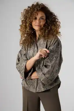 Wehkamp LabeL DOT blouse met pailletten - taupe aanbieding