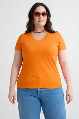Wehkamp Anytime T-shirt met V-hals oranje aanbieding