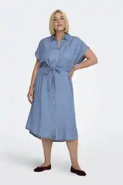 Wehkamp ONLY CARMAKOMA jurk gebreid light blue denim aanbieding