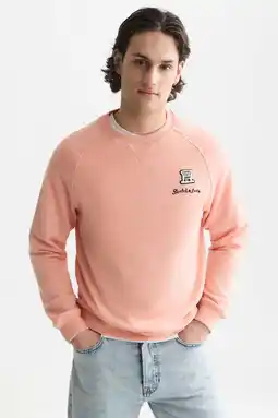 Wehkamp Scotch & Soda regular fit gemêleerde sweater met borduursels - zalm aanbieding