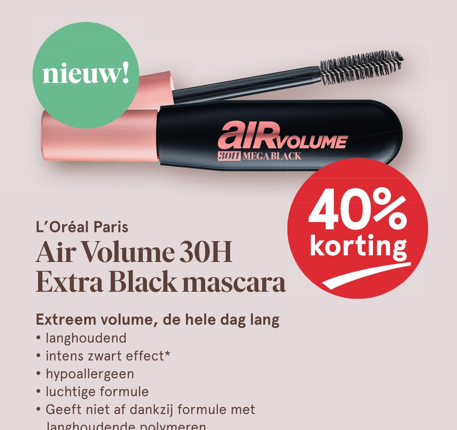 L'Oréal Paris Air Volume 30H Extra Black mascara aanbieding bij Etos