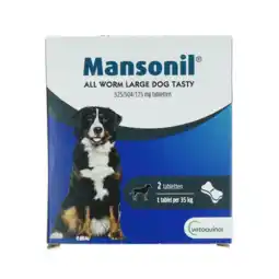 De Online Drogist Mansonil All Worm Large Dog Tasty 2TB aanbieding