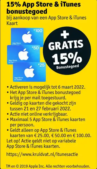 Kruidvat 15% App Store & iTunes bonustegoed aanbieding