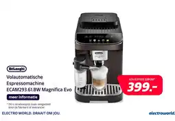 Electroworld DeLonghi Volautomatische Espressomachine ECAM293.61.BW Magnifica Evo aanbieding