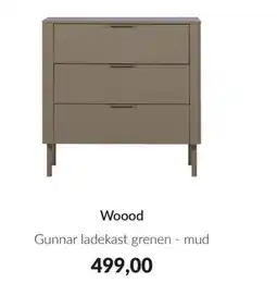 Babypark Wood Gunnar ladekast grenen - mud aanbieding
