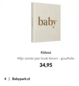 Babypark Kidooz mijn eerste jaar boek linnen - goudfolie aanbieding