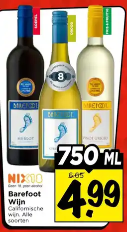Vomar Voordeelmarkt Alle Barefoot Wijn aanbieding