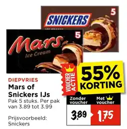 Vomar Voordeelmarkt Mars of Snickers IJs aanbieding