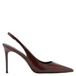 Wehkamp Mango lakleren slingback pumps met naaldhak - bruin aanbieding