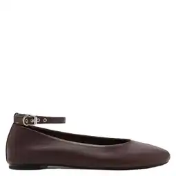 Wehkamp Mango leren ballerina's - donkerbruin aanbieding