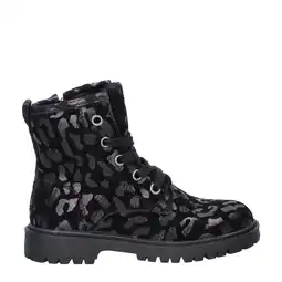 Wehkamp Nelson Kids suède veterboots met panterprint zwart aanbieding