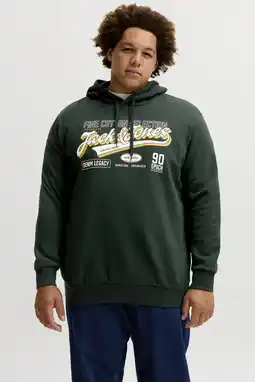 Wehkamp JACK & JONES PLUS SIZE regular fit hoodie met print - donkergroen aanbieding