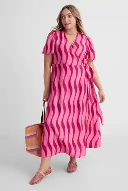 Wehkamp ONLY CARMAKOMA wikkel-/overslagjurk roze aanbieding