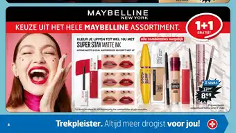 Trekpleister Maybelline kleur je lippen tot wel 16U met super stay matte ink 2 stuks Prijsvoorbeeld: Oogpotlood Tattoo Liner 2 stuks aanbieding