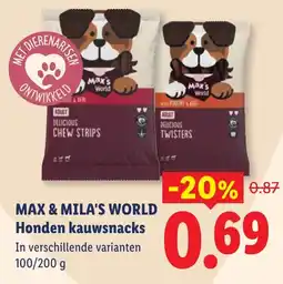 Lidl Max & Mila's World Honden kauwsnacks aanbieding