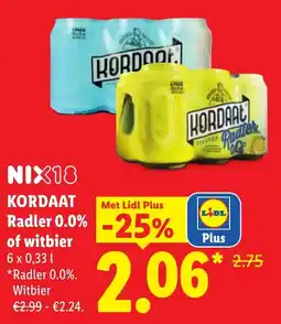 Lidl Kordaat Radler 0.0% of witbier aanbieding