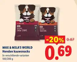 Lidl Max & Mila's World Honden kauwsnacks aanbieding