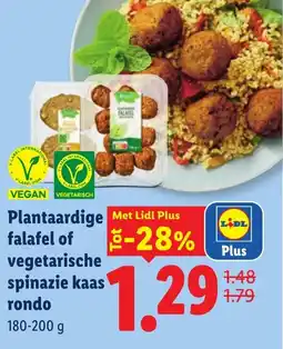 Lidl Plantaardige falafel of vegetarische spinazie kaas rondo aanbieding