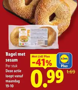 Lidl Bagel met sesam aanbieding