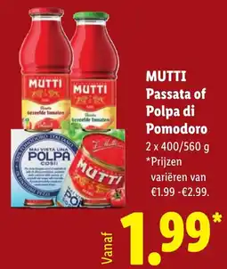 Lidl Mutti Passata of Polpa di Pomodoro aanbieding