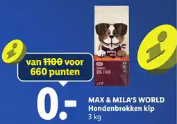 Lidl Max & mila's world hondenbrokken kip aanbieding