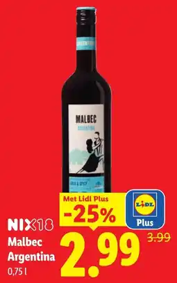 Lidl Nix18 Malbec Argentina aanbieding