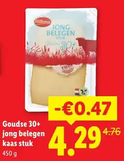 Lidl Milbona jong belegen kaas stuk aanbieding