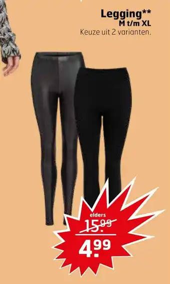 Trekpleister Legging M t/m XL kuuze uit 2 varianten aanbieding