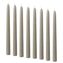 IKEA Klokhet Geurloze puntkaarsen, grijsbeige, 25 cm 6 hr aanbieding