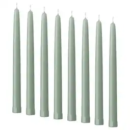 IKEA Klokhet Geurloze puntkaarsen, licht grijsgroen, 25 cm 6 hr aanbieding
