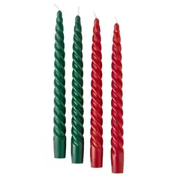 IKEA Vinterfint Geurloze puntkaarsen, gedraaid rood/groen, 25 cm aanbieding