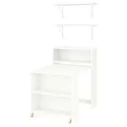 IKEA Witte billy boekenkast met uitklapbare tafel en wandplanken aanbieding
