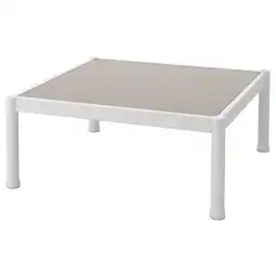 IKEA Een witte segerÖn vierkante buitentafel met een grijs tafelblad en strakke, afgeronde poten aanbieding