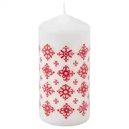 IKEA Vinterfint Geurloze stompkaars, wit/rood, 14 cm aanbieding