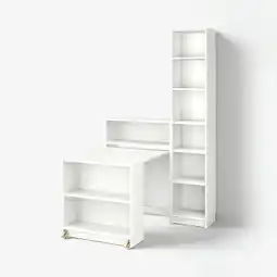 IKEA Witte billy-boekenkast met uitklaptafel, meerdere planken, modern ontwerp aanbieding