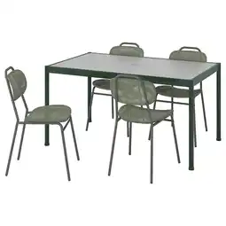 IKEA Groene segerÖn eethoek voor buiten met tafel voor parasol, 4 ademende stoelen aanbieding