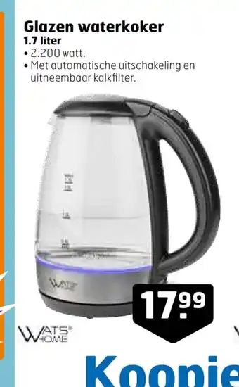 Trekpleister Glazen waterkoker 1.7 liter aanbieding