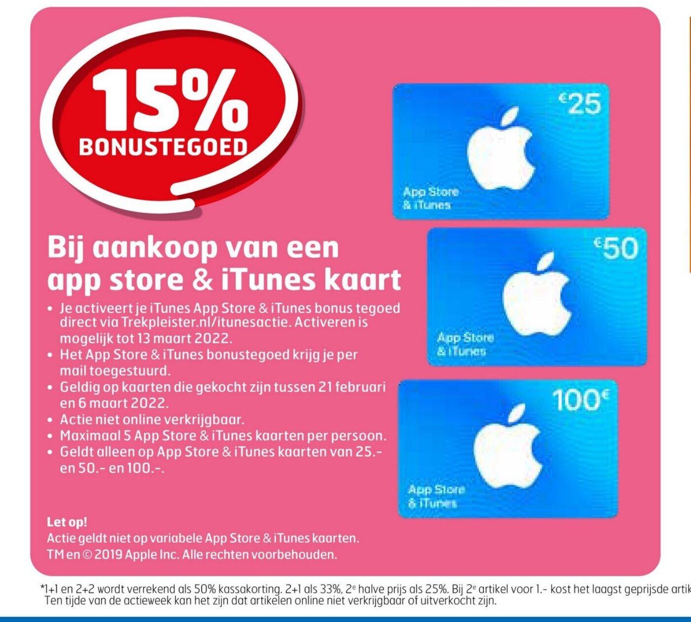 Bij aankoop van een app store & iTunes kaart aanbieding bij Trekpleister