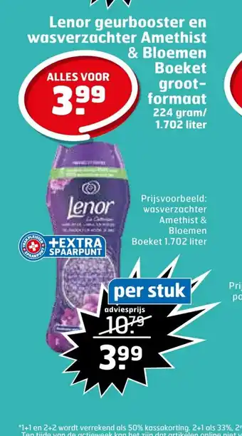 Trekpleister Lenor geurbooster en wasverzachter Amethist & Bloemen Boeket grootformaat 224 gram / 1.702 liter per stuk aanbieding