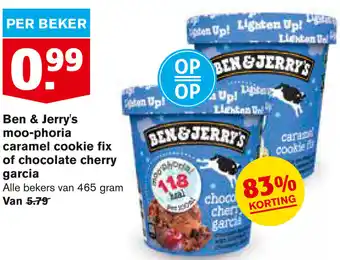 Hoogvliet Ben & Jerry's moo-phoria caramel cookie fix of chocolate cherry garcia 465g aanbieding