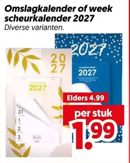 Dekamarkt Omslagkalender of week scheurkalender 2027 aanbieding