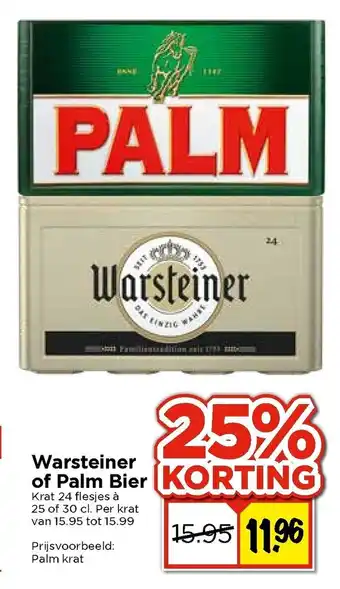 Vomar Voordeelmarkt Warsteiner of Palm Bier aanbieding