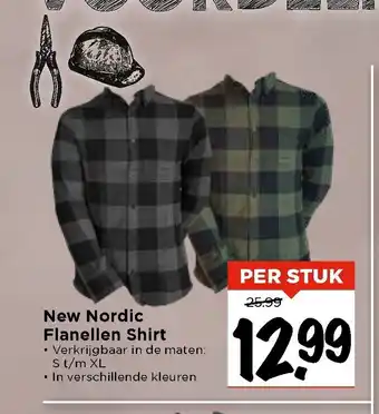 Vomar Voordeelmarkt New Nordic Flanellen Shirt per stuk S t/m XL aanbieding