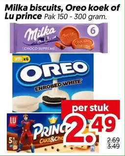 Dekamarkt Milka biscuits, Oreo koek of Lu prince aanbieding